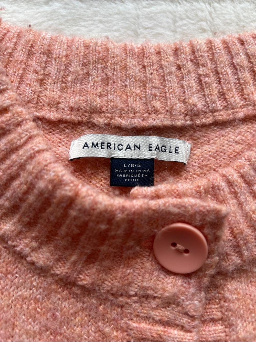 American Eagle Outfitters Soft Peach Button-Up Knit Cardigan - Picture 2 of 5